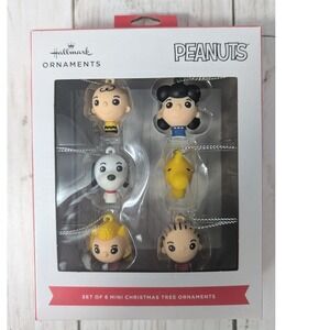 Hallmark Peanuts Mini Christmas Tree Ornaments Set of 6 Charlie Brown Snoopy NIB